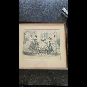 Antique Godey's Fashions for January 1863 15 inches x 14 inches